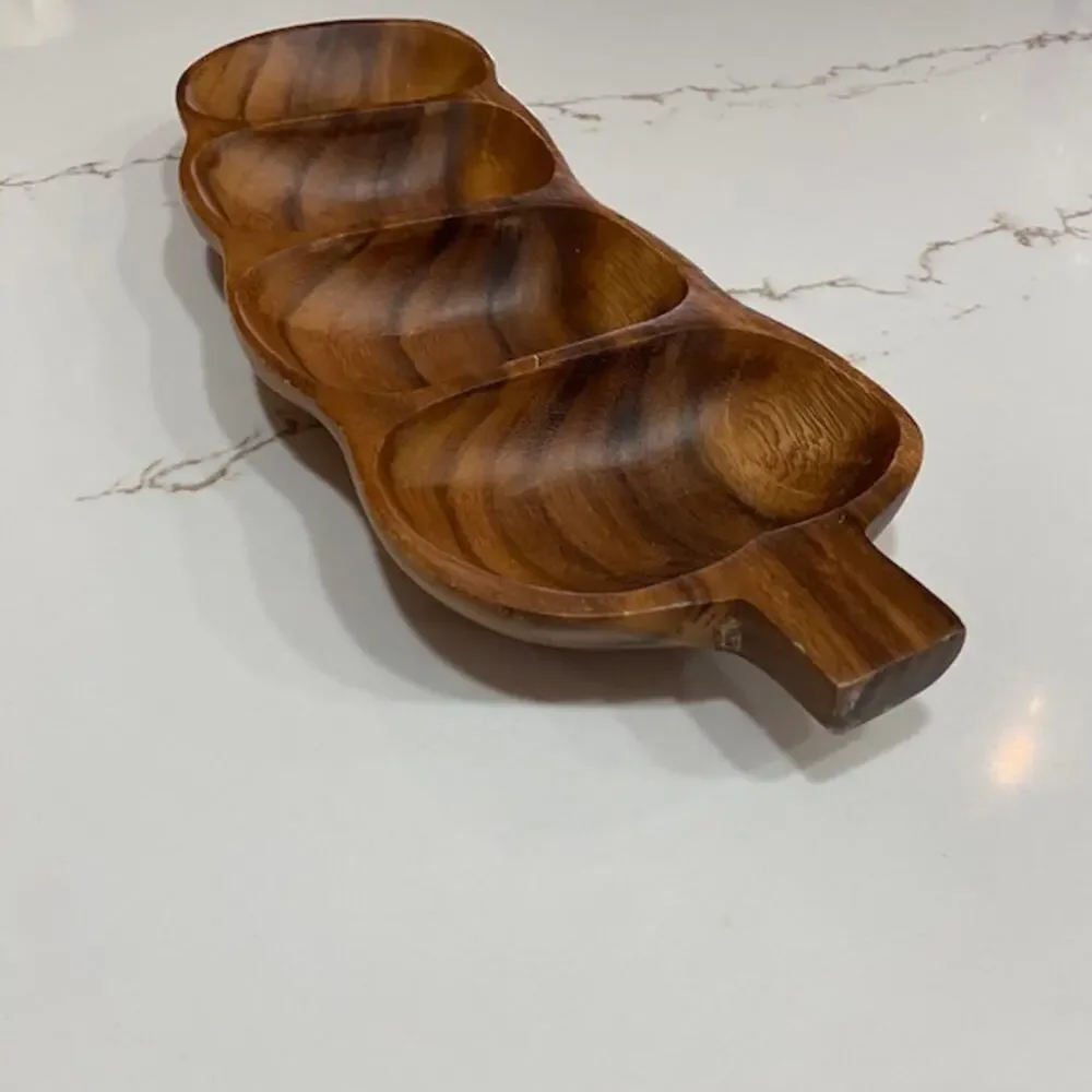 Mountain Woods Dark Brown 4 Compartment Acacia Wood Serving Tray